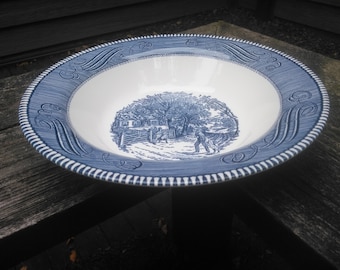 Currier & Ives Vegetable Bowl - Blue And White Currier and Ives Large Vegetable Bowl - Blue and White Currier and Ives- Serving Bowl B55