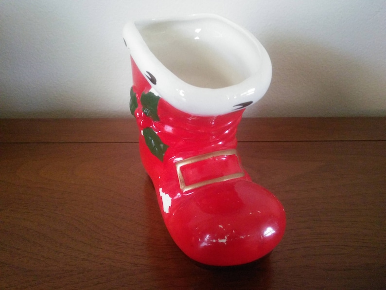 Vintage Christmas Boot Planter Santa Boot Planter Lefton - Etsy