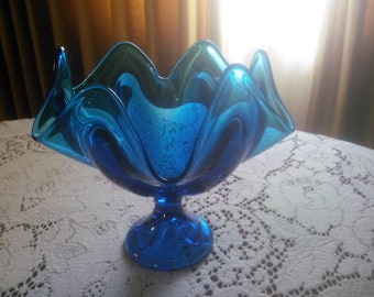 Vintage Blue Viking Bowl - Blue Viking - Blue Ruffled Edge Bowl - Ruffled Bowl - Blue Bowl - Viking - Vintage Viking