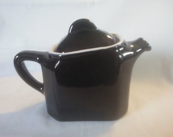 Vintage Black Pottery Teapot - Black Pottery Coffee Pot - Teapot - Pottery Teapot - Black and White Teapot - Stoneware Teapot - B24