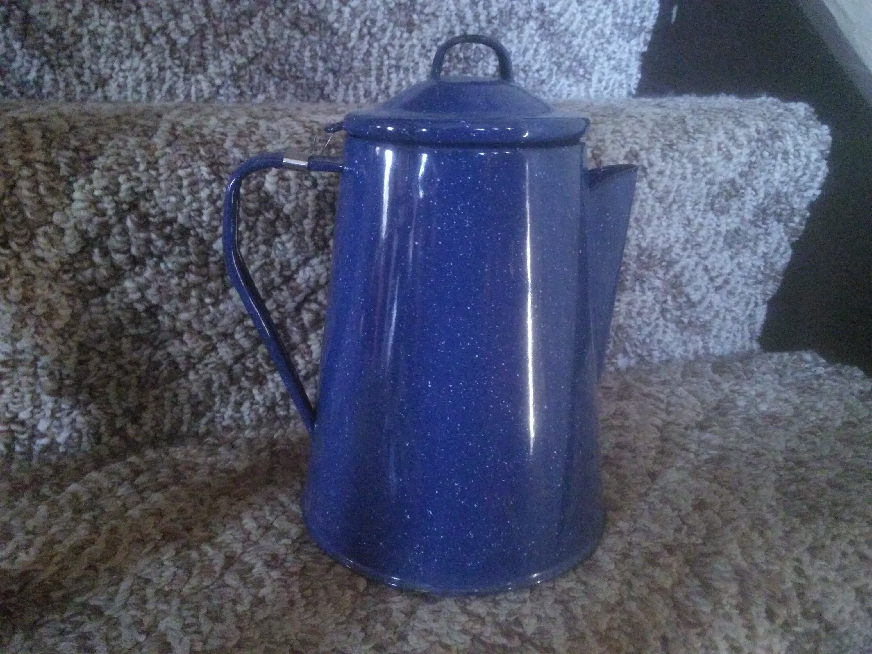 Classic Blue Percolator Enamelware Camping Coffee Pot - 12 Cup