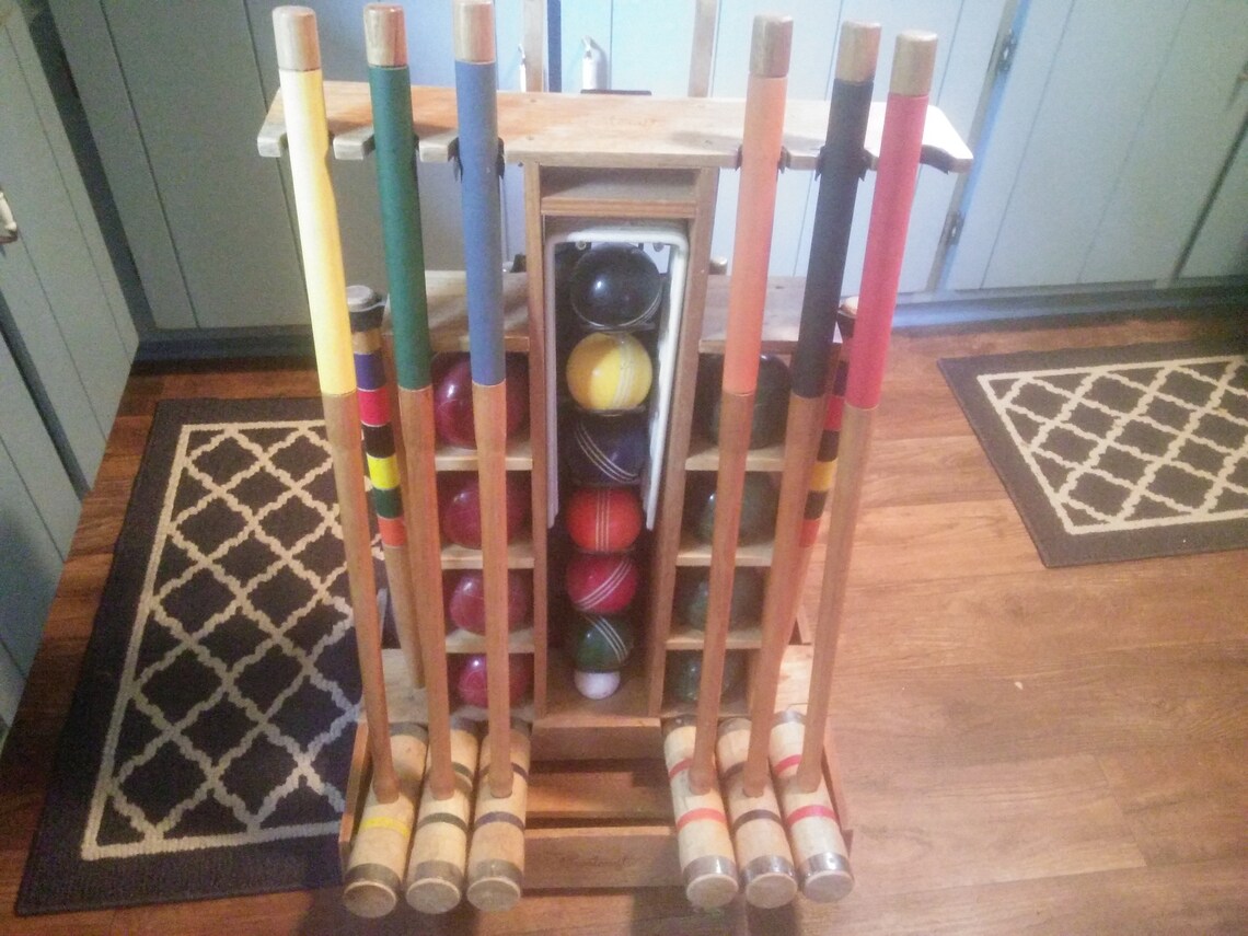 Vintage Sportcraft Six Player Croquet Set with Wheeled Holder Etsy