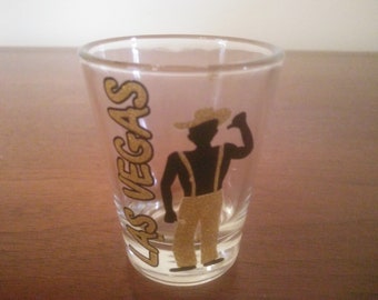 Vintage Shot Glasses - Las Vegas - Western Themed Shot Glasses - Fun Shot Glasses - Jigger - Las Vegas Cowboy - Vintage Las Vegas Shot Glass