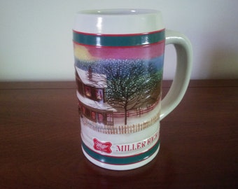 Vintage Miller Mug - Beer Mug - Miller High Life Mug First - Pottery Miller Beer Mug - Miller Christmas Mug - Miller Beer Stein