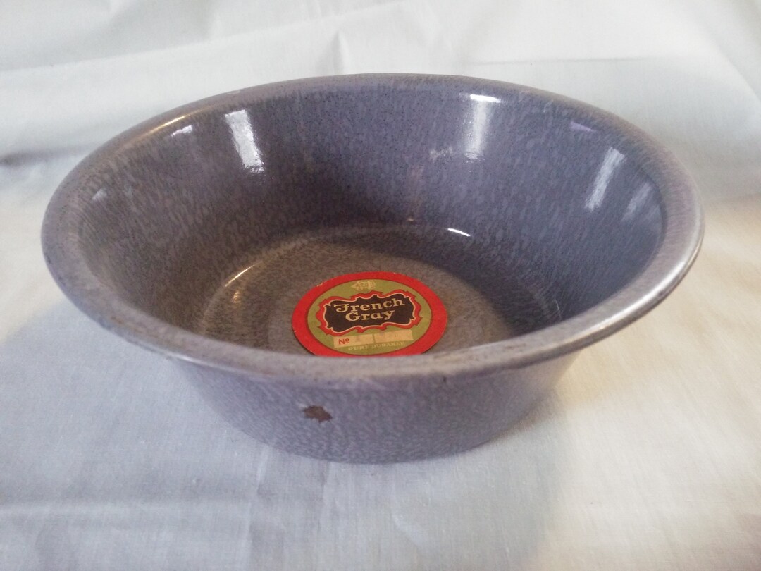 Vintage Gray Graniteware Basin Enamelware Bowl Graniteware Pan Gray