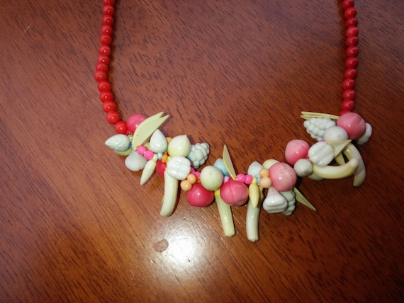 Beautiful Vintage Old Plastic Fruit Salad Necklac… - image 2