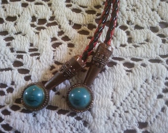 Vintage Bolo Tie - Bolo Style Necklace - International Harvester 20 Year Service Pin Bolo Tie - Turquoise Bolo Tie - International Harvester