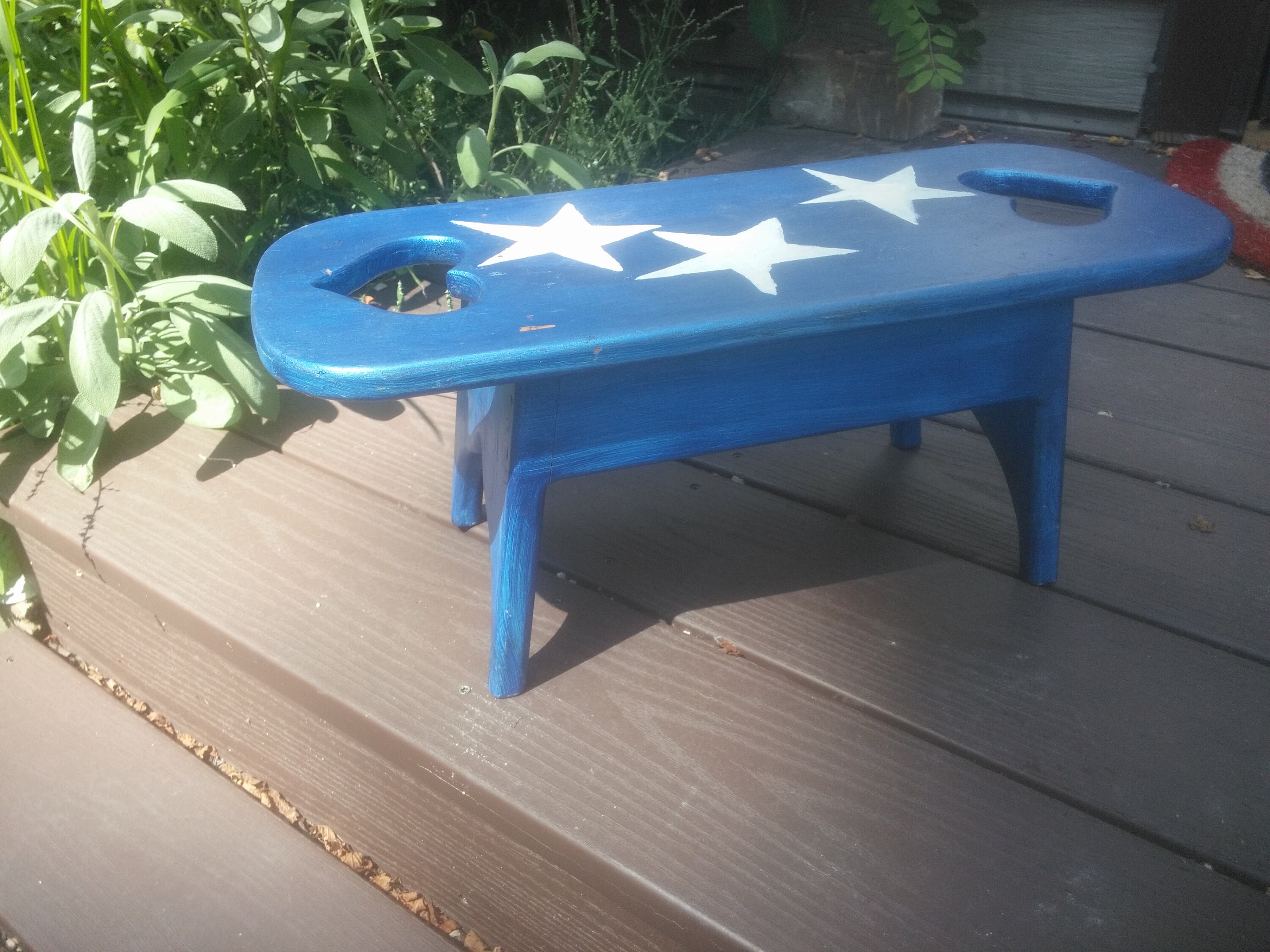 Vintage Blue Wood Stepping Stool - Step Stool - Wood Stool - Kids Stool ...
