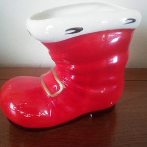Vintage Christmas Boot Planter - Santa Boot Planter - Lefton Boot ...