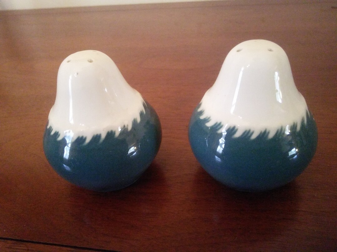 Vintage Harker Pottery Aqua Salt and Pepper Shakers Harker Pottery Salt