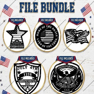 Patriotic Metal Art 5-Pack DXF Files | American Flag SVG Bundle for Plasma CNC Laser | Eagle Silhouette Wall Decor Cut Files