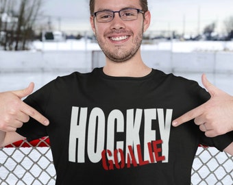 Hockey Goalie T-Shirt, Unisex Tee Gift for Goalkeeper, Ice Hockey Team Netminder Shirt, Gift for Hockey Goalie, Heavy Cotton Goalie Tshirt