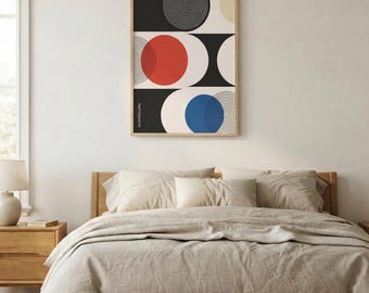 Bauhaus Geometric Poster, 1919 Exhibition Print, Mid Century Modern Wall Decor, Abstract Graphic Design Unframed Print, Minimalist Home Art
