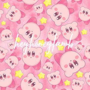 Kirby | Pink | Stars | Videos Games | Super Smash | Kawaii | Seamless Design Pattern