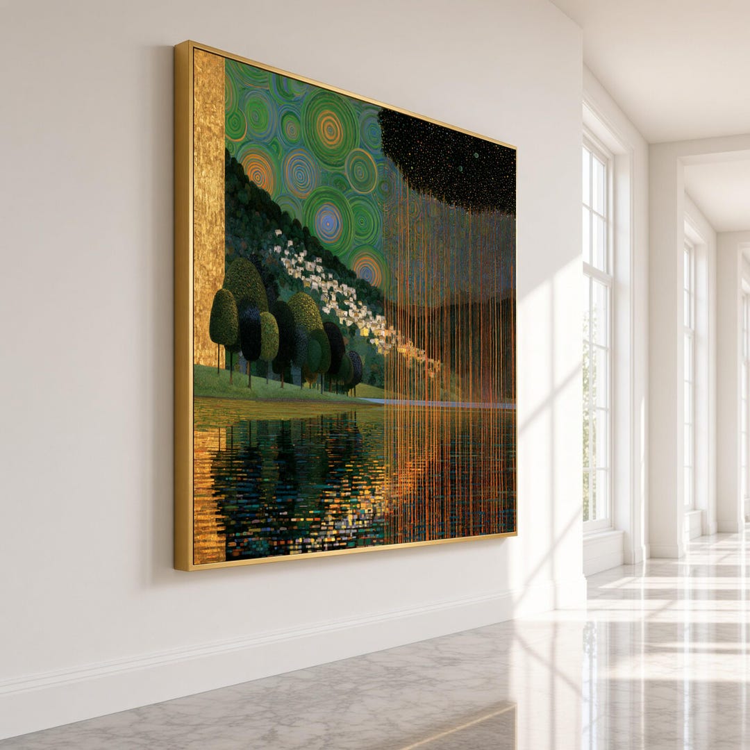 Gustav Klimt Abstract Nature Canvas Print, Colorful Trees, Water ...