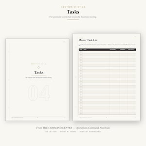 Master Task List, Operations Planner
