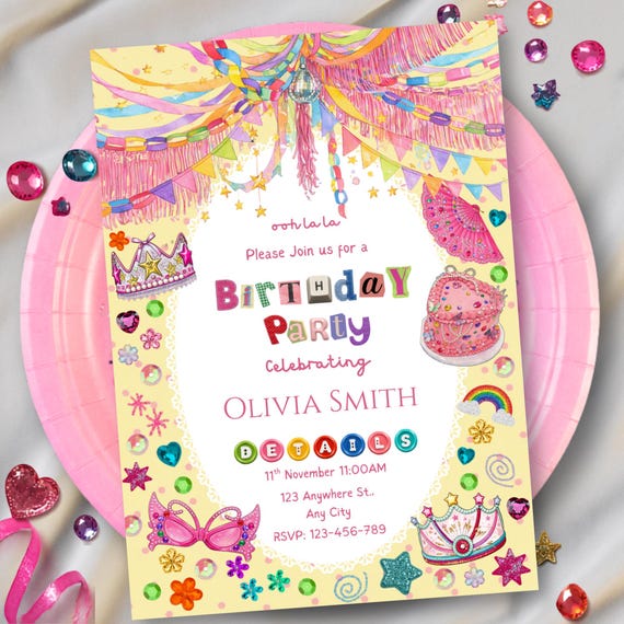Craft Birthday Party, Fancy Invitation, Whimsical Birthday Invite, Girl Birthday Invitation, Fun to be One, Editable Printable