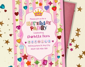 Craft Birthday Party, Whimsical Birthday Invite, Girl Birthday Invitation, 1st Birthday, Editable Printable