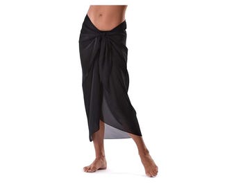 Large Black Sarong / Scarf All Black Cover up Wrap Beachwear Maxi Summer Holidays