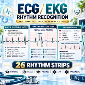 Guia de Referência para Reconhecimento de ECG | Guia de Estudos para Enfermagem | 26 Tiras | Preparação para o NCLEX (Download Digital)