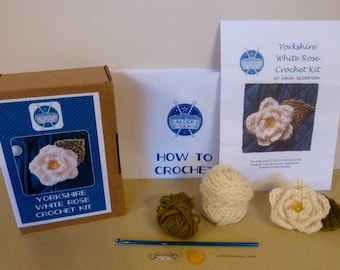 Yorkshire White Rose Corsage crochet kit