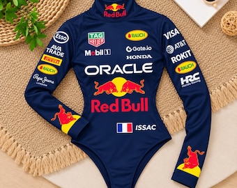 Isack Hadjar Inspired F1 Racing Bodysuit, Black Long Sleeve Motorsport Outfit, Cosplay Costume