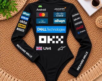 McLaren Lando Norris 4 Inspired F1 Women’s Racing Bodysuit, Motorsport Compression Base Layer