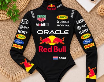 Max Verstappen Inspired Racing Bodysuit, Lycra Motorsport Top (Women's)