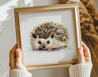 Hedgehog Art Print, Watercolour Painting, Hedgehog Wall Art, Wildlife Art, British Wildlife, Animal Lover, Countryside Art