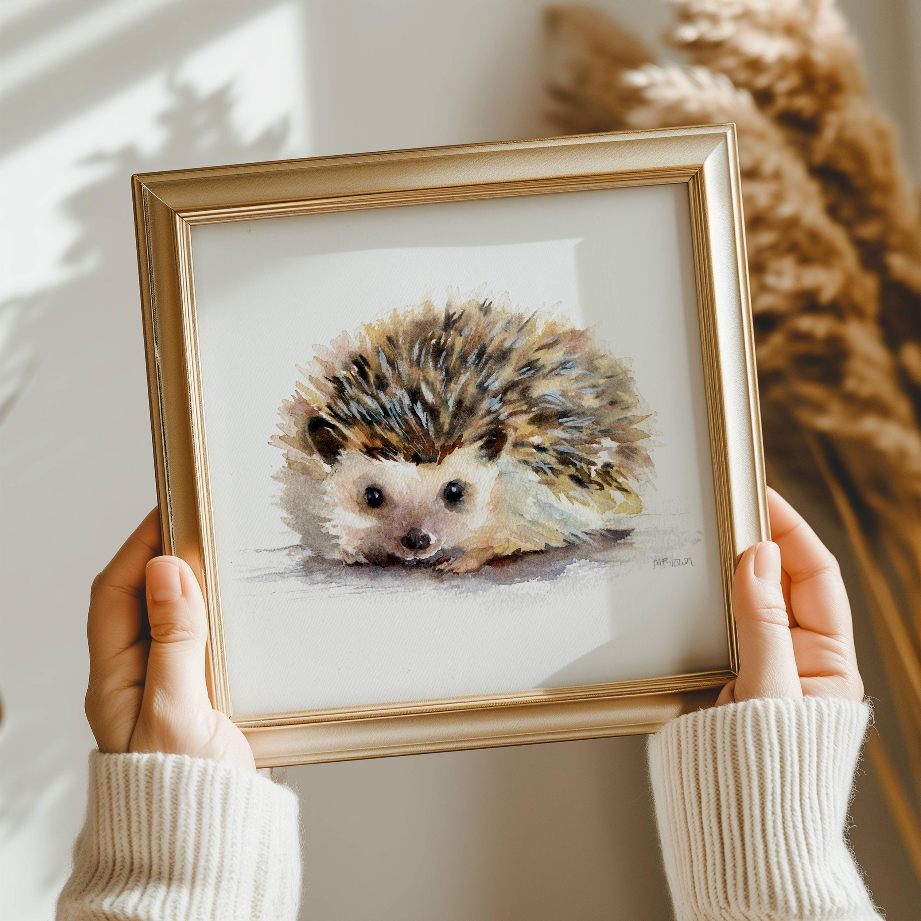 Hedgehog Greeting Card - Watercolour Hedgehog Card 145mm X 145mm Square - View #5