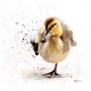 Baby Duckling Art Print, Watercolour Painting, Duck Wall Art, Wildlife Art, British Wildlife, Animal Lover, Countryside Art