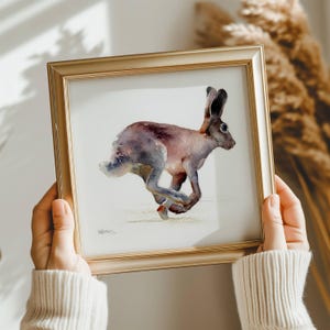 Running Hare Art Print, Watercolour Animal Art Print, Animal Wall Art, Wildlife Art, British Wildlife, Animal Lover, Countryside Art