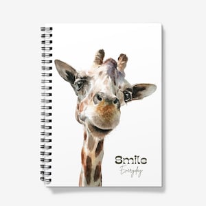 Giraffe A5 notebook, Giraffe Gifts, Giraffe Stationary, Animal Wildlife Stationary