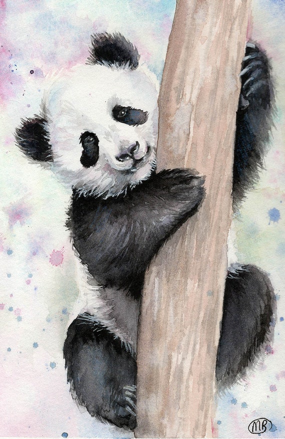 Original Panda Art Watercolour Painting Panda Picture Etsy Uk