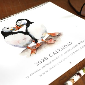 2026 Animal Art Calendar, A 12 Month Wall Calendar featuring Animal Art by UK Artist.