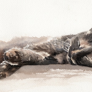 Tortoiseshell Cat Watercolour Painting, Sleeping Feline Fine Art Print, Cat Lovers Gift