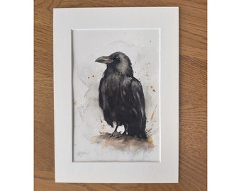 Original Raven Watercolour Painting, Crow Painting, Raven Wall Art, Bird Wall Art, Original Watercolour