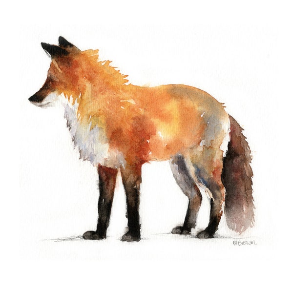 Fox Art Print, Mini Print, Watercolour Painting, Fox Wall Art, Wildlife Art, British Wildlife, Animal Lover, Countryside Art