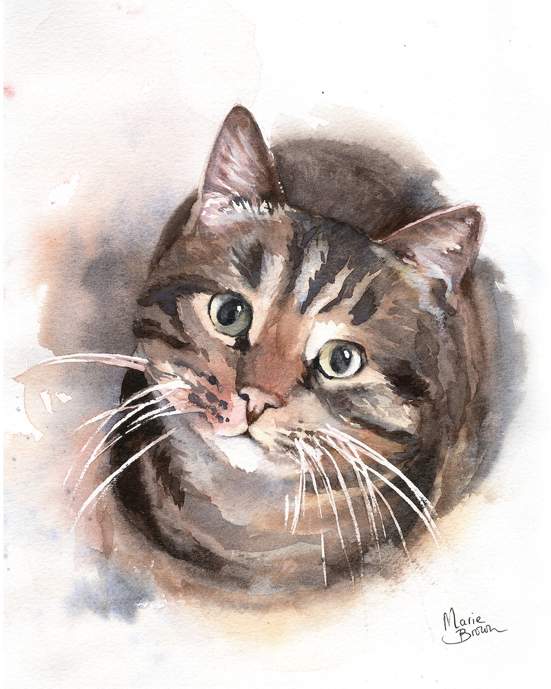 Tabby Cat Watercolour Art Print, Cat Painting Fine Art - Etsy