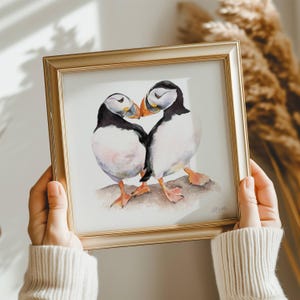 Puffins Art Print, Watercolour Puffin Art Print, Puffin Wall Art, Puffin Painting, British Wildlife, Animal Lover, Watercolour Animal Art