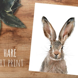 Hare Watercolour Print, Hare Art, British Wildlife Art, Giclée Quality Art Print