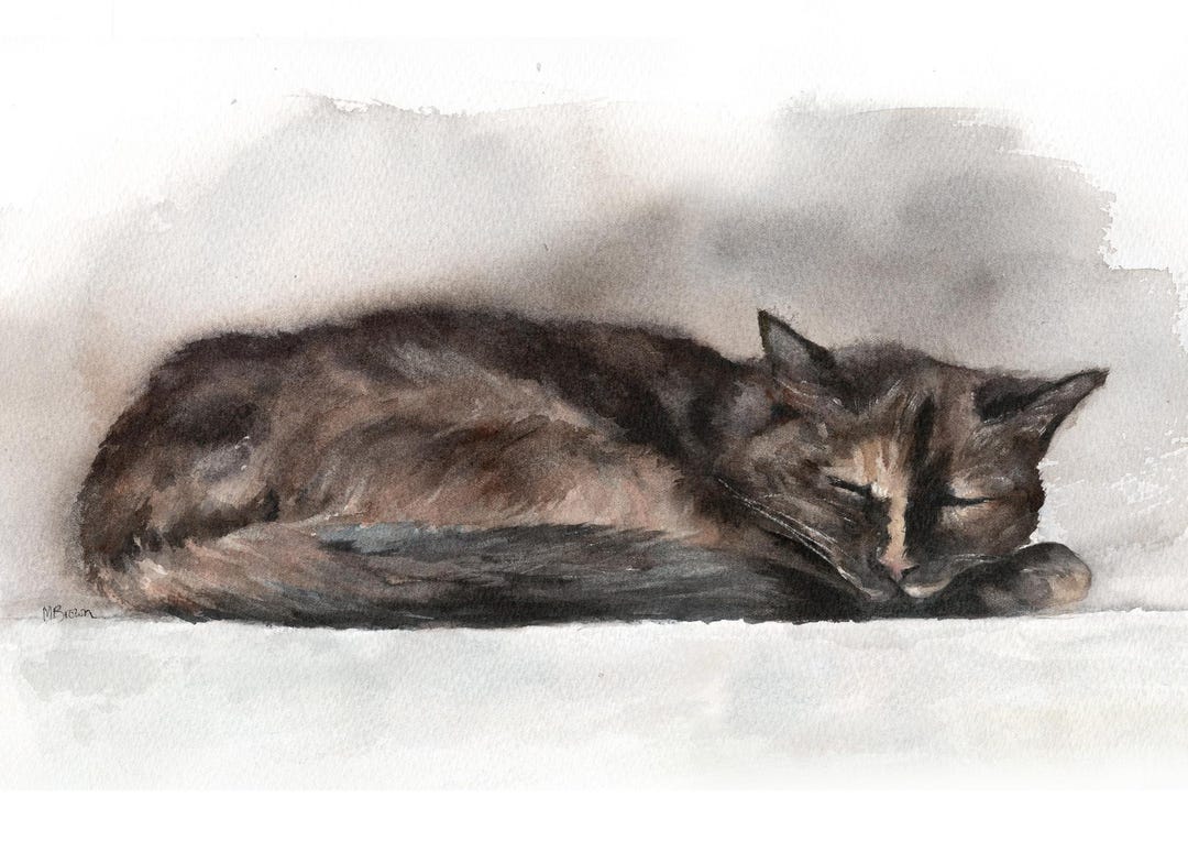 Tortoiseshell Cat Printable Art, Cat Painting Digital Download, Print ...