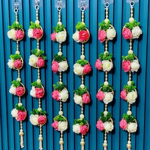 6er-Set Blumengirlanden zum Aufhängen | Hochzeitsdekoration | Indische Blumengirlande | Ganpati-Dekoration | Türschmuck für Diwali | Pooja-Dekoration