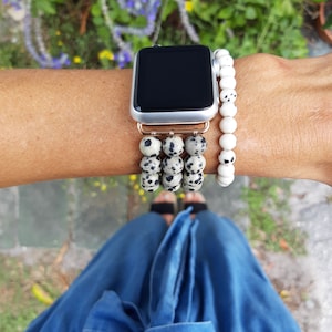 Beaded Apple Watch Band / Apple Watch Band / Dalmation Jasper Watch Band