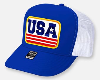 Cappellino da camionista con toppa ricamata USA