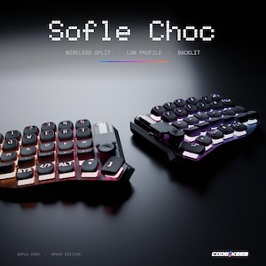Sofle RGB Choc Wireless Split Keyboard , Slimmest Low Profile, Ergonomic keycaps, Carbon Fiber Case
