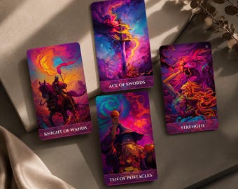 Psychedelisches Tarot Deck, lebendige Fantasy Tarotkarten, buntes Wahrsagungs Deck, mystisches Orakel Geschenk, spirituelles Tarot für Anfänger
