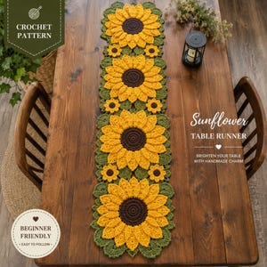 Sonnenblume Tischläufer Häkelanleitung PDF, Häkelanleitung für Anfänger