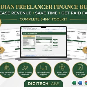 Canadian Freelancer Invoice & Tax Tracker Bundle (Excel, Word, PDF)