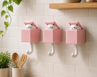 Guck-Guck-Katzen-Wandhaken: Selbstklebender Tier-Schlüsselhalter, Handtuchhalter